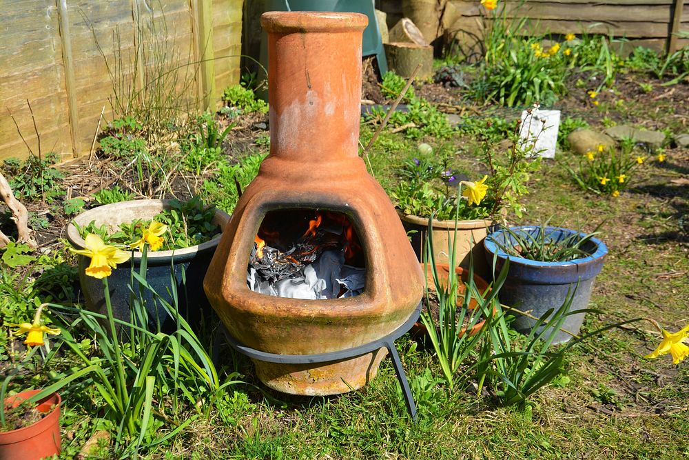 Clay pot stove fire. Free public domain CC0 image.