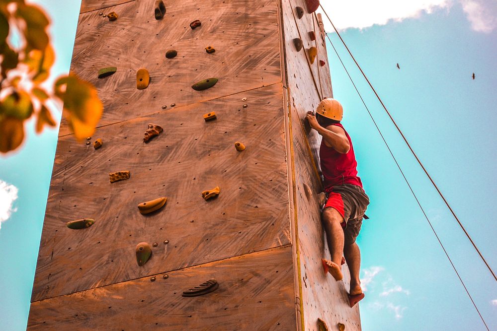 Indoor rock climbing, extreme sports photography. Free public domain CC0 photo.