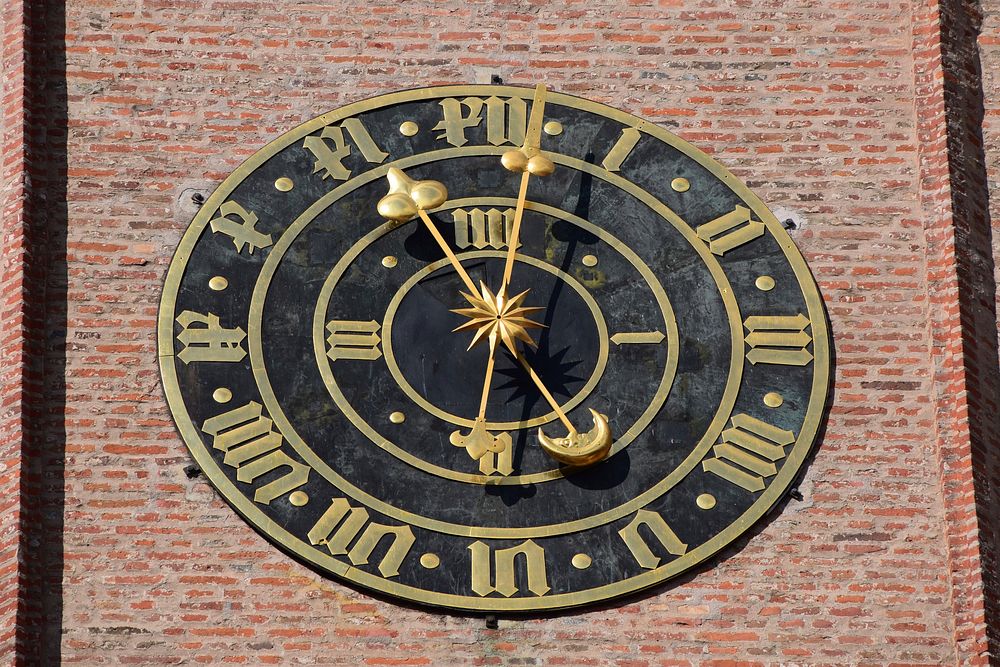 analog clock on a building. Free public domain CC0 image.
