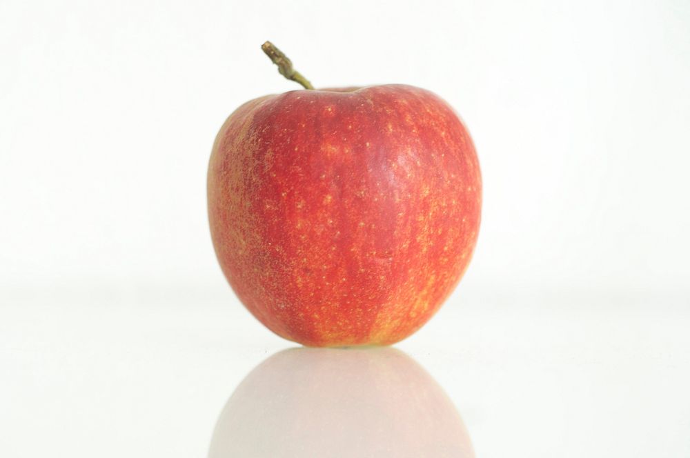 Closeup on red apple on white background. Free public domain CC0 photo.