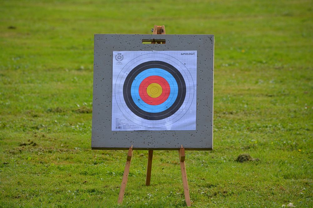 Archery target outdoor on grass. Free public domain CC0 photo. 