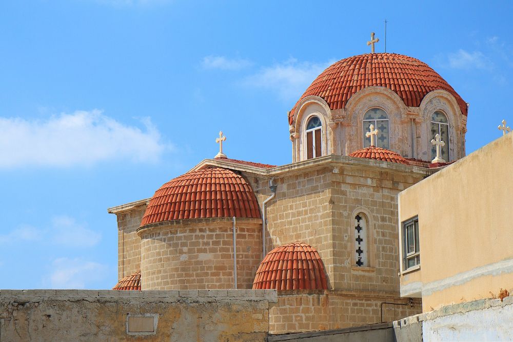 Church architecture in Greek. Free public domain CC0 image.