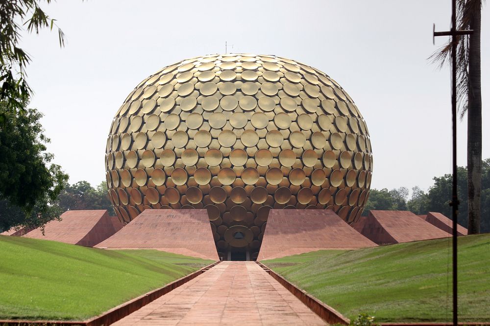 Auroville Matrimandir meditation center. Free public domain CC0 image.