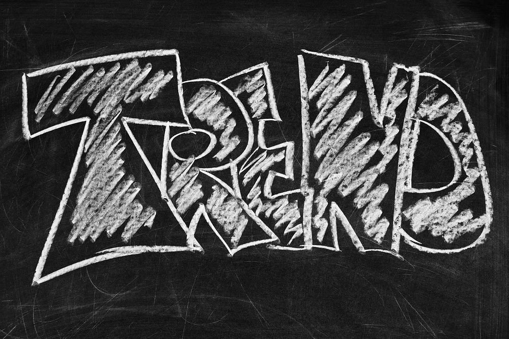 Trend, graffiti script on wall. Free public domain CC0 image.