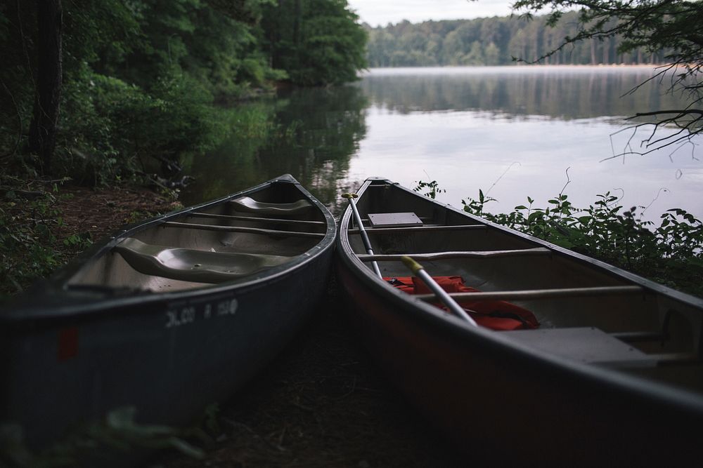 Canoe with scenery. Free public domain CC0 photo.