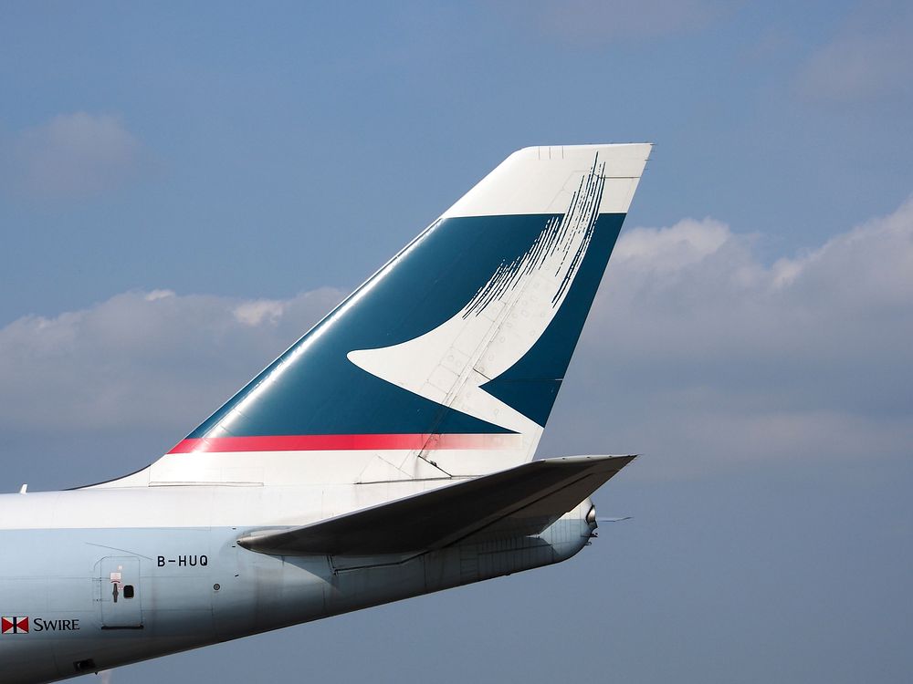 Boeing 747 fin Cathay Pacific, unknown location, 8/11/2015. 