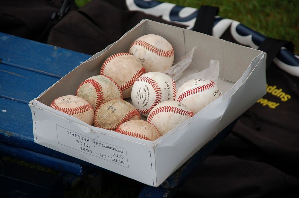 Baseballs in a box. Free public domain CC0 photo.