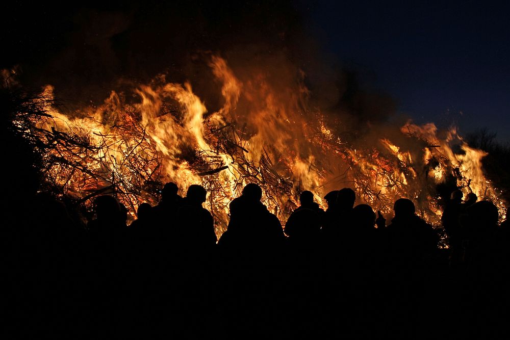 Bonfire in the night. Free public domain CC0 photo.