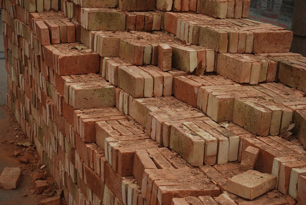 Pile of bricks. Free public domain CC0 photo.