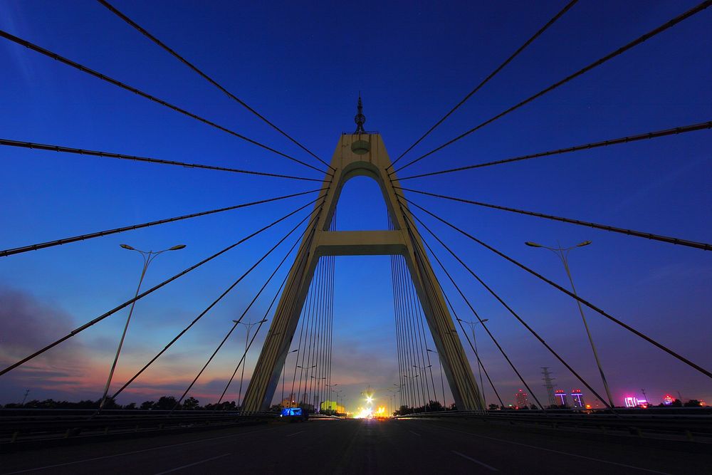 Texas bridge, night view. Free public domain CC0 photo.