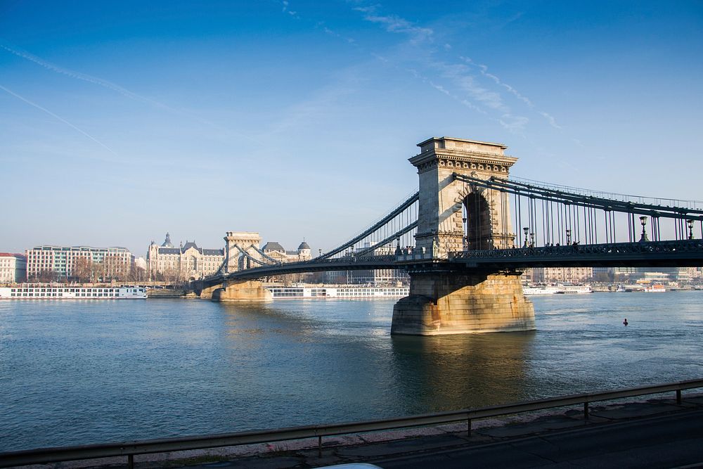 Bridge over river in Budapest. Free public domain CC0 image.