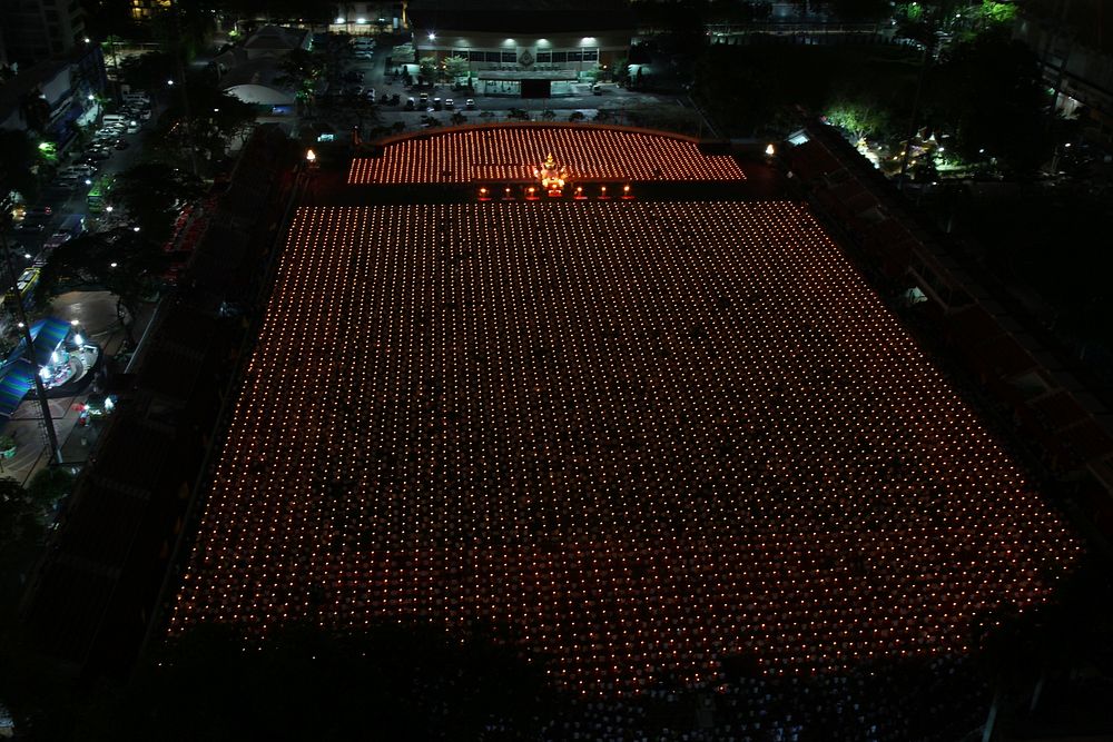 Buddhist monk ceremony at night. Free public domain CC0 image.