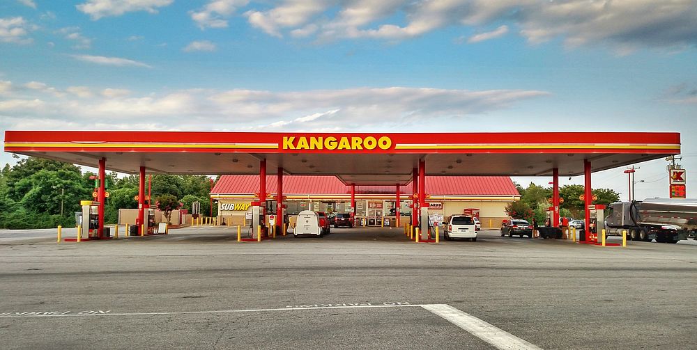 Kangaroo gas station, USA, Dec. 28, 2015.