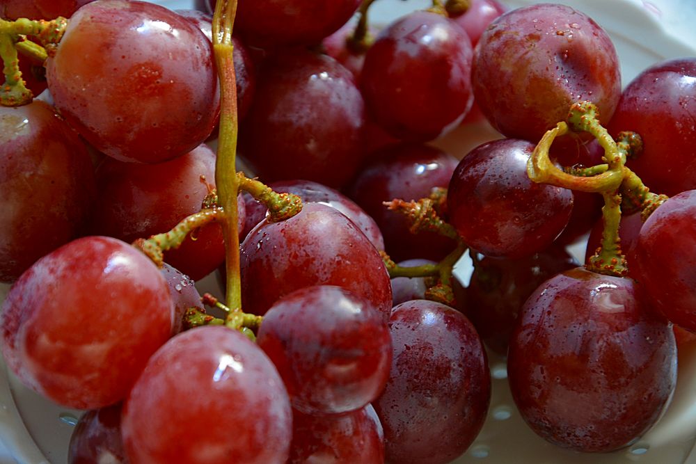 Closeup on red grapes. Free public domain CC0 photo.