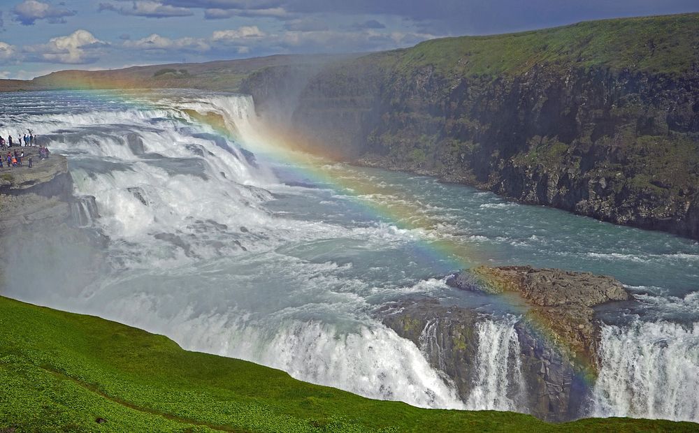 Gullfoss iceland waterfall scenery. Free public domain CC0 image.