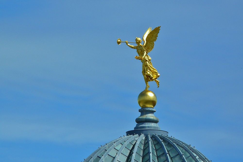 Dome with angel statue architecture. Free public domain CC0 image