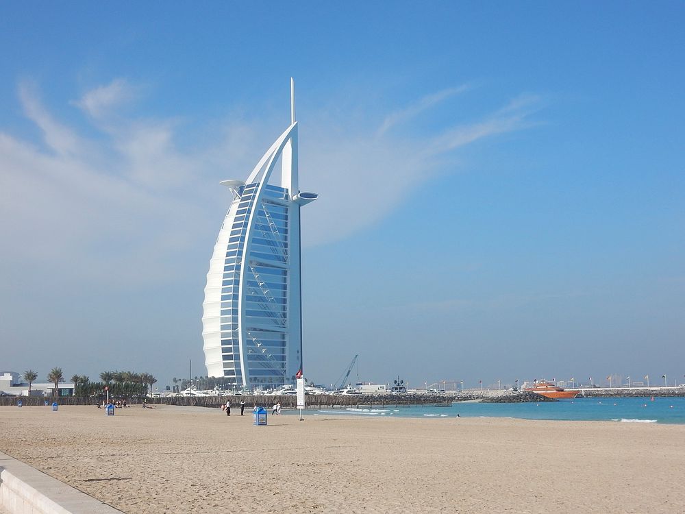 Burj Al Arab hotel architecture. Free public domain CC0 image.