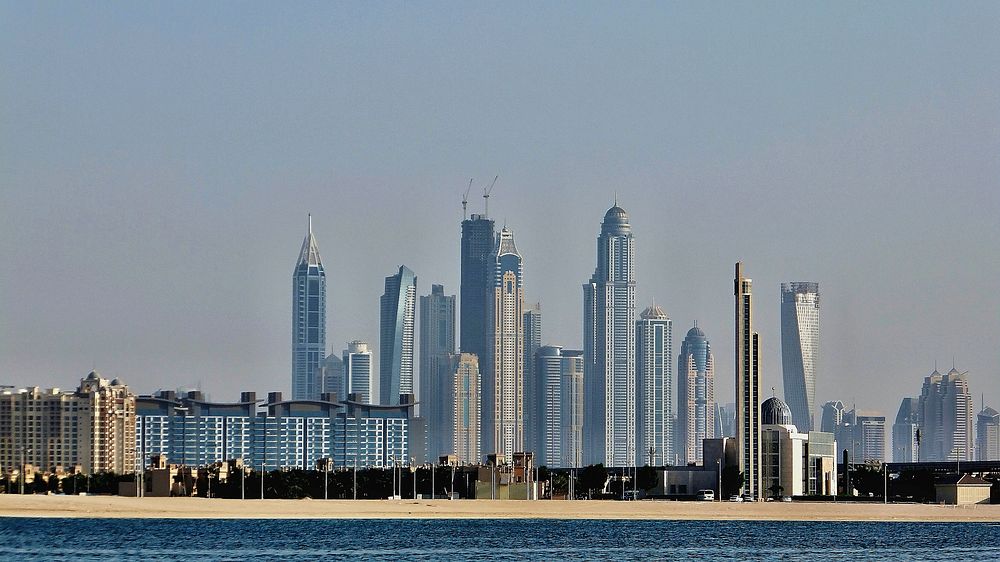 Dubai tall skyscrapers scenery. Free public domain CC0 image.