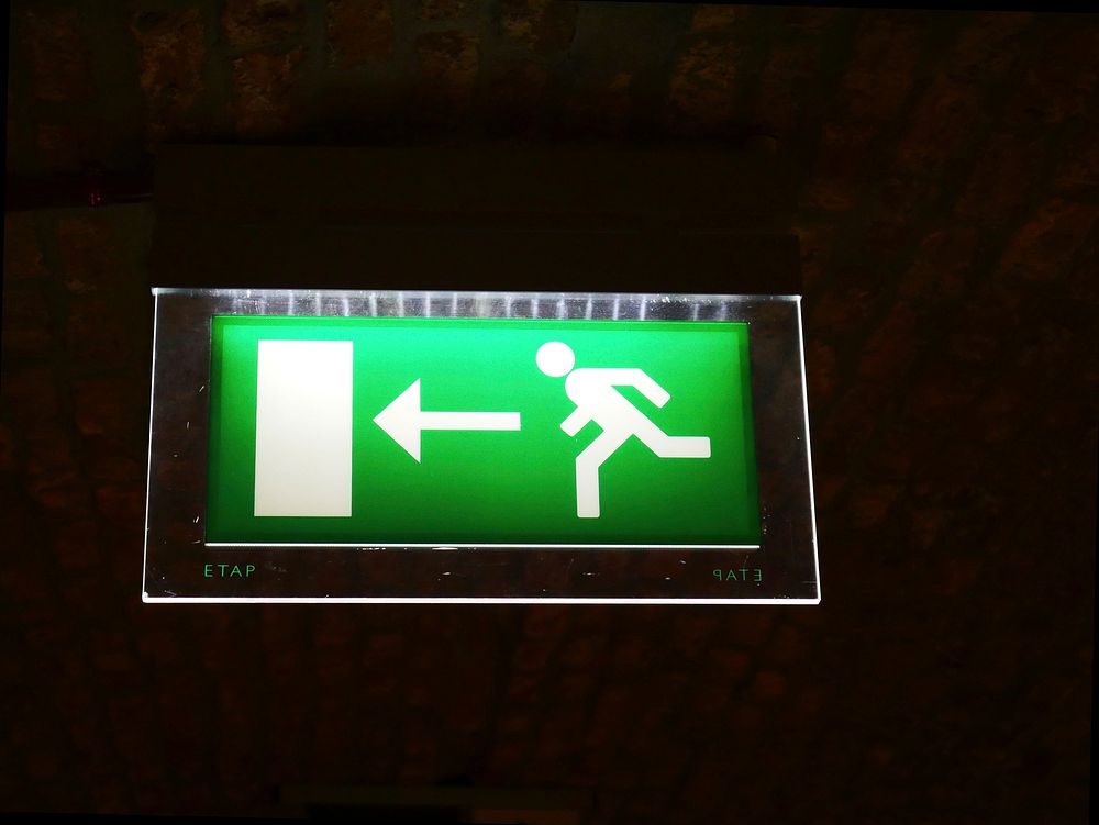 Fire exit sign. Free public domain CC0 photo