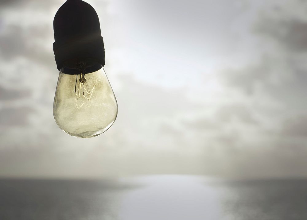 Free light bulb and sea public domain CC0 photo.