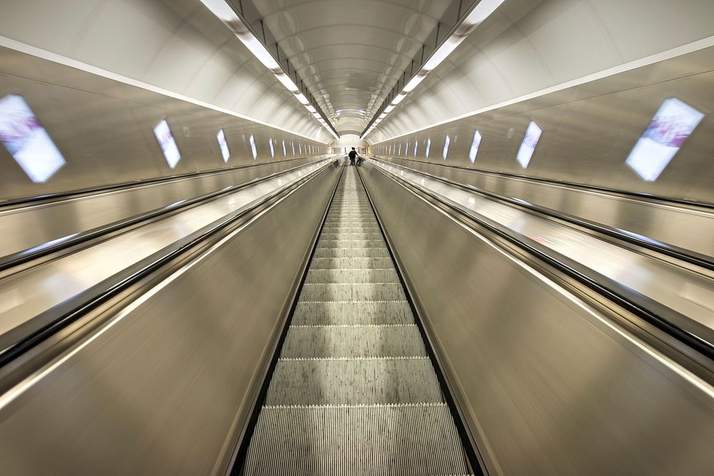 Subway escalator. Free public domain CC0 photo.