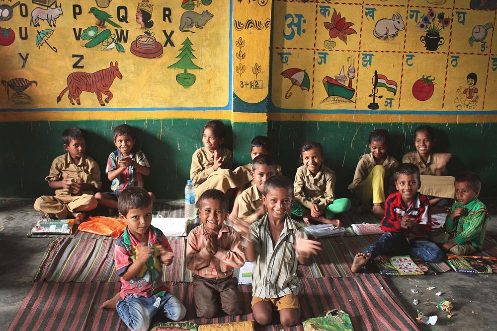 Kids in class, India, Date unknown.