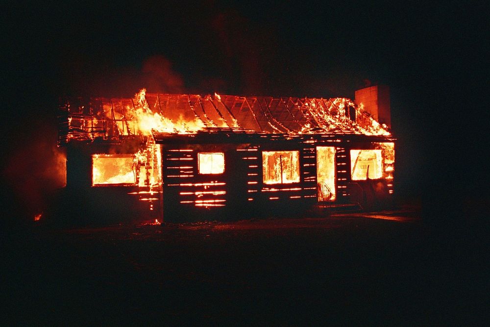 Burning house. Free public domain CC0 photo.