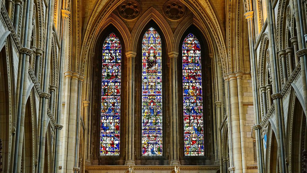 Free Truro Cathedral stained glass photo, public domain CC0 image.