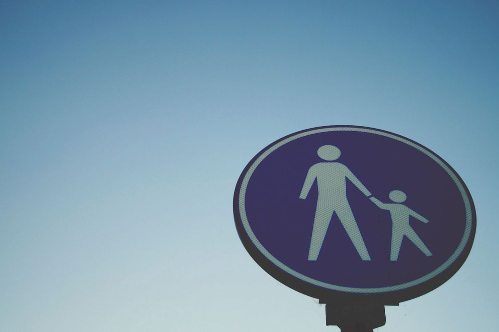 Road symbol signs and traffic symbol of children crossing the street. Free public domain CC0 photo.
