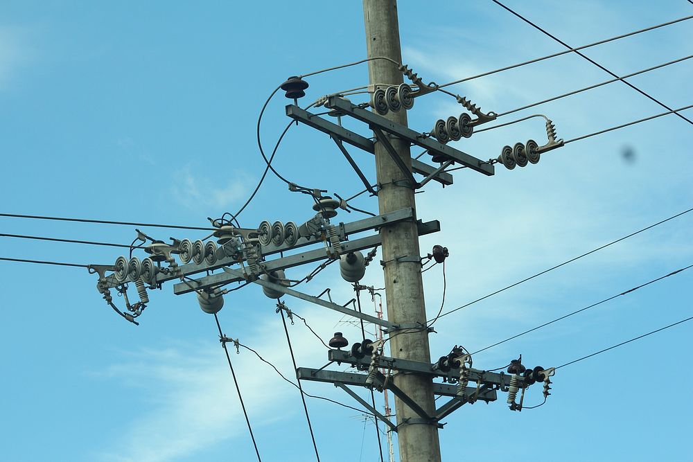 Electrical power lines in the city. Free public domain CC0 image.