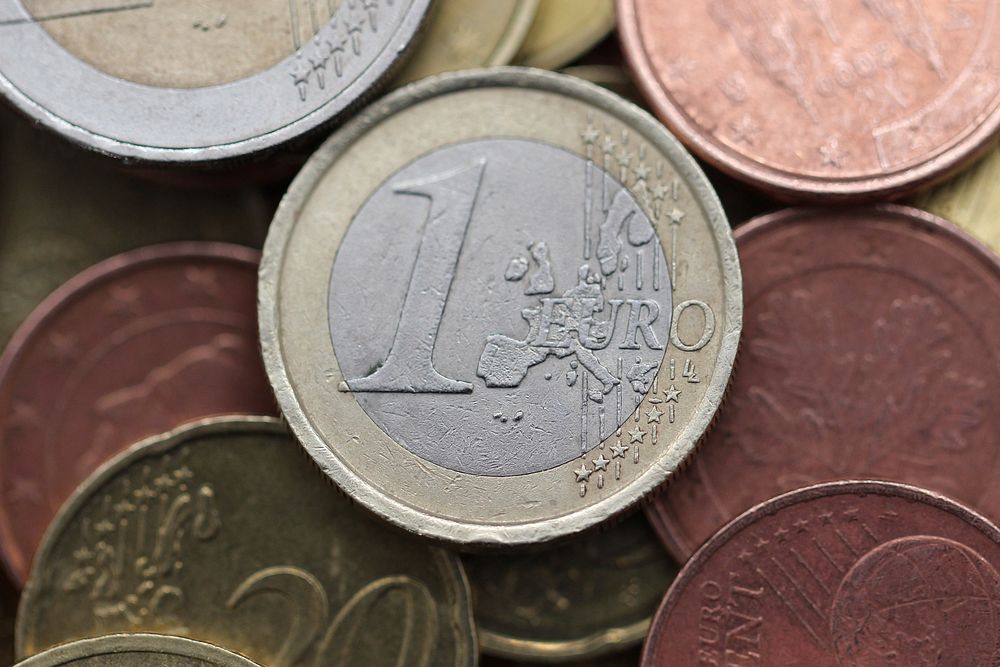 Euro coins, money & banking. Free public domain CC0 image.