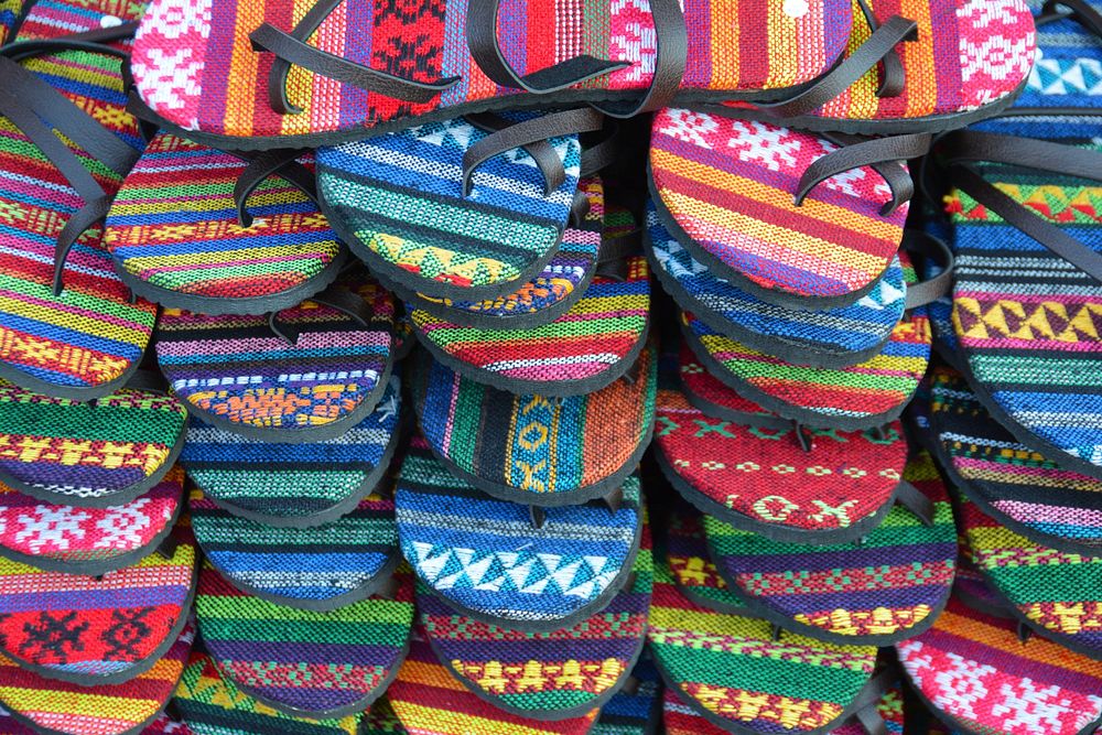 Colorful flip flop stack. Free public domain CC0 image