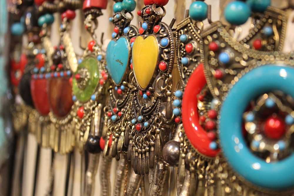 Bead earrings. Free public domain CC0 photo.