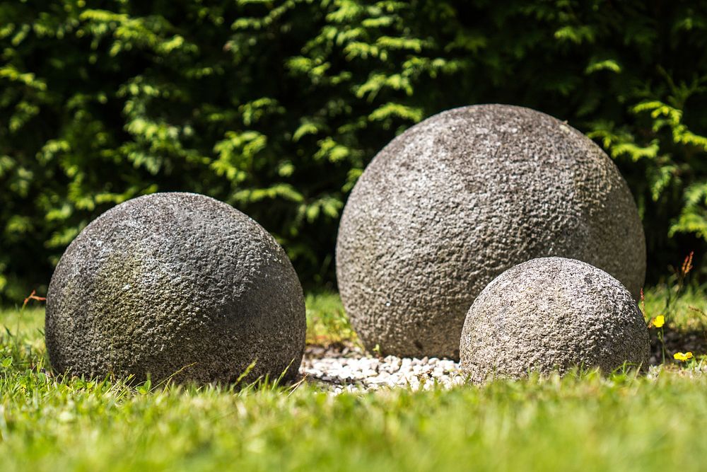 Feng Shui ball, granite rock. Free public domain CC0 photo.