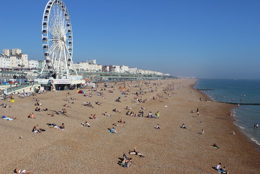 Brighton beach and wheel, UK. Free public domain CC0 photo.