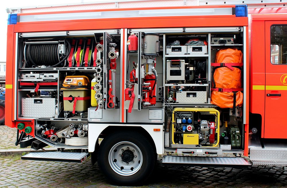 Fire truck, rescue operations. Free public domain CC0 photo.