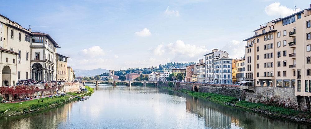 Arno river in Florence, Italy. Free public domain CC0 image.