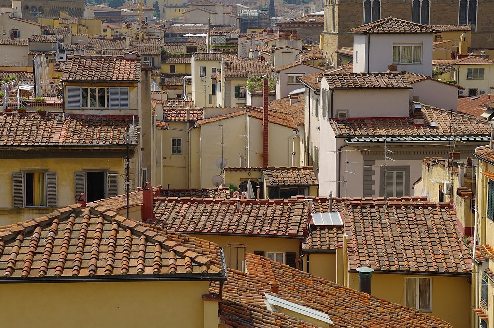 Roof of buildings in Florence, Italy. Free public domain CC0 image.