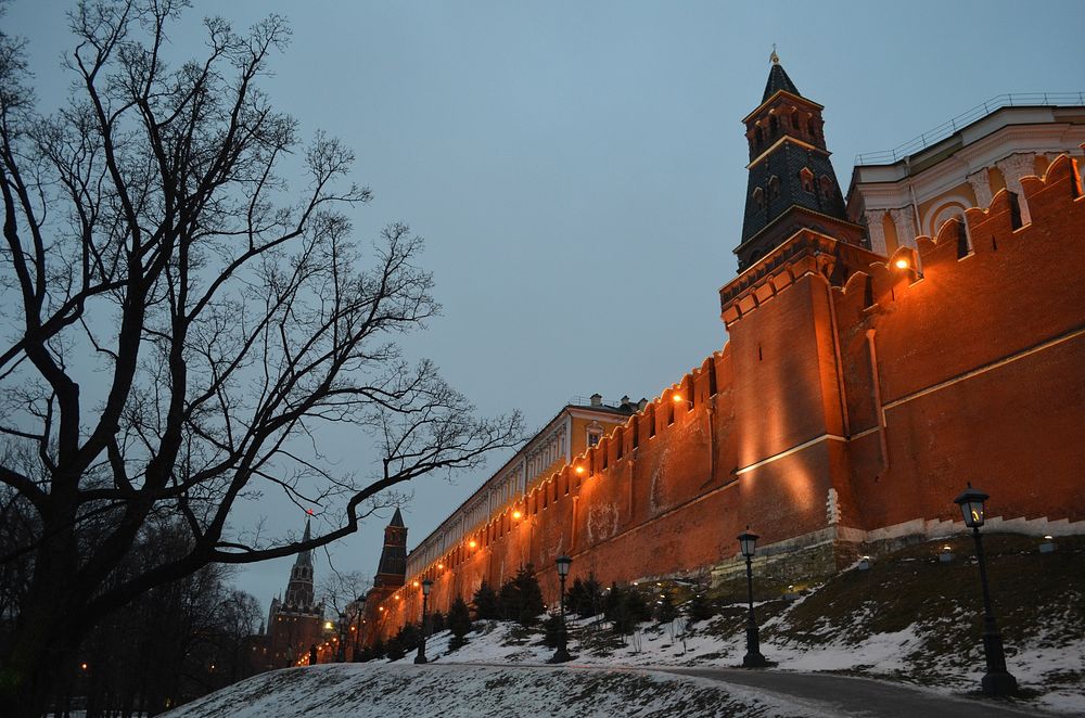 Kremlin wall in Moscow landmark. Free public domain CC0 photo.