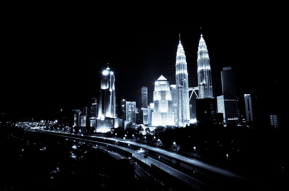 Kuala Lumpur city at night. Free public domain CC0 photo.