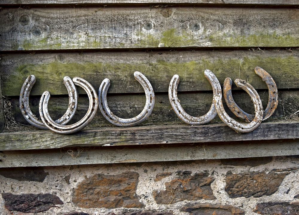 Old horseshoes, background image. Free public domain CC0 photo.