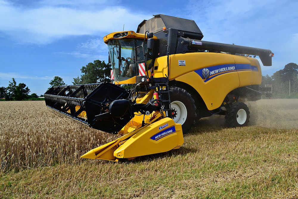 New Holland combine harvester, Location unknown, Aug. 3, 2014.