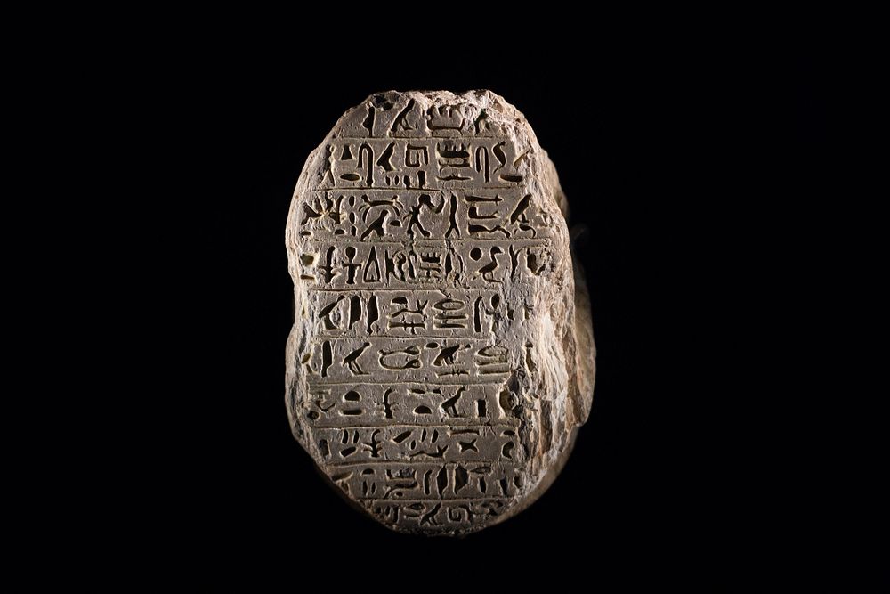 Hieroglyphs, Egyptian writing stone. Free public domain CC0 image.