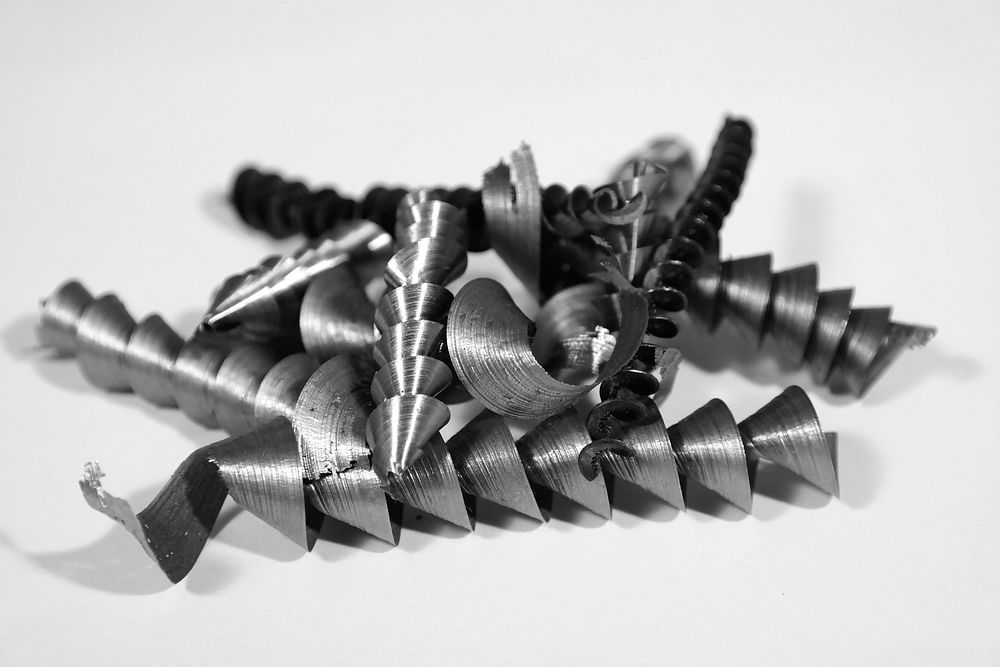 Iron chip drilling spiral. Free public domain CC0 photo.