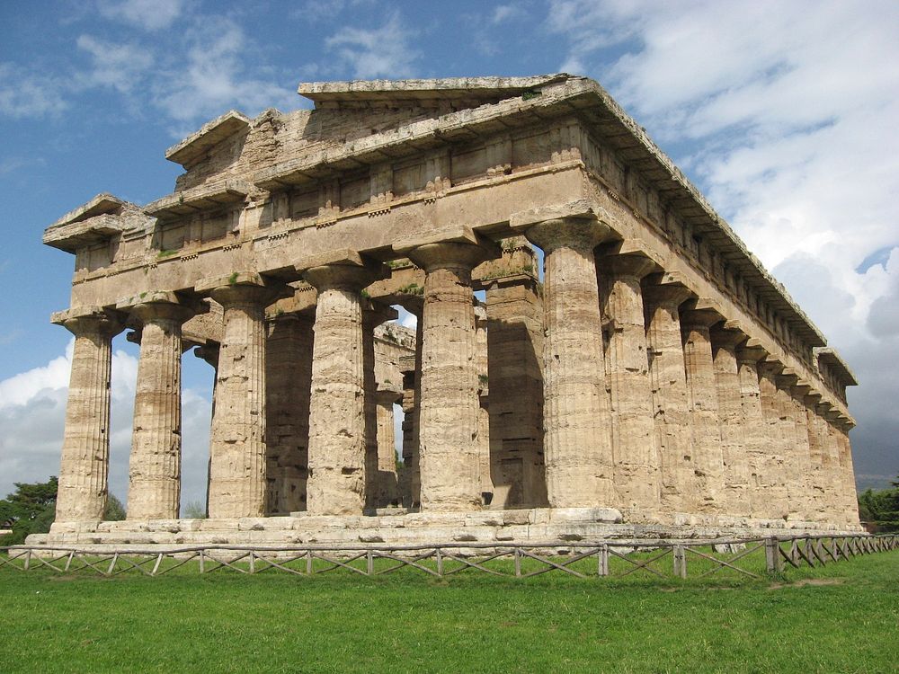 Ancient temple architecture with columns, Italy. Free public domain CC0 image.
