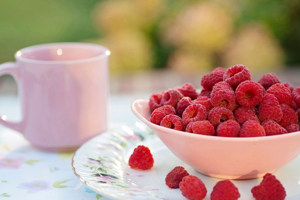 Free raspberries closeup image, public domain fruit CC0 photo.