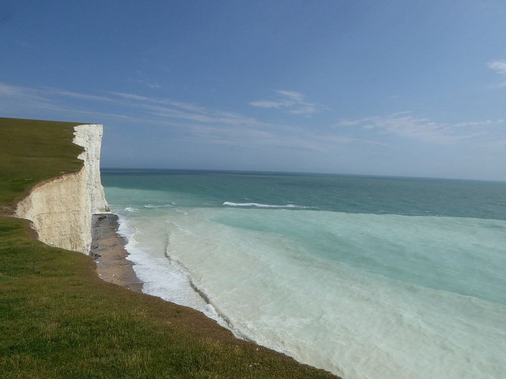 Seven sisters cliff beach view. Free public domain CC0 image.
