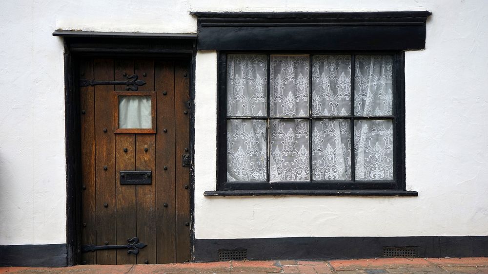 Old wooden door & window. Free public domain CC0 photo.