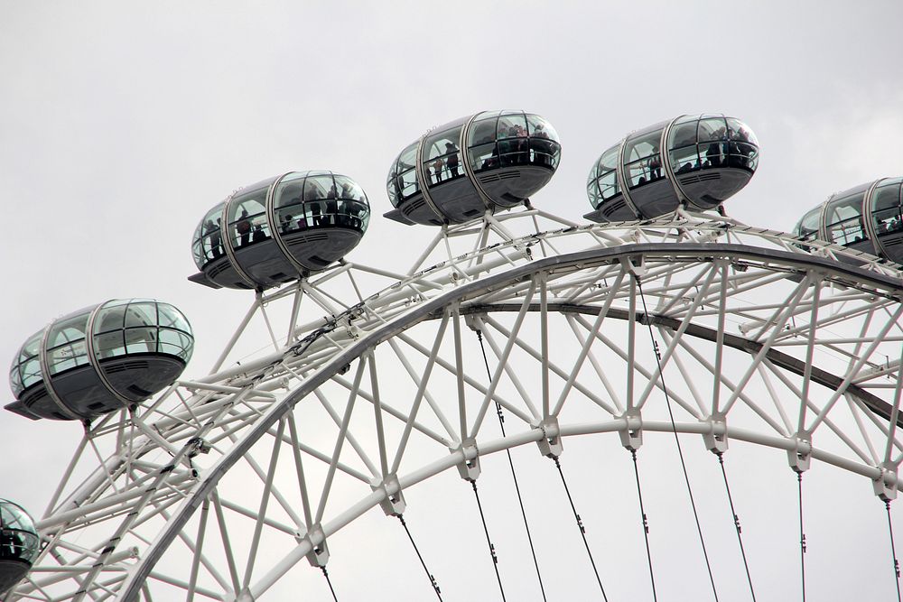 The London Eye, or the Millennium Wheel in South Bank, London. Free public domain CC0 photo.