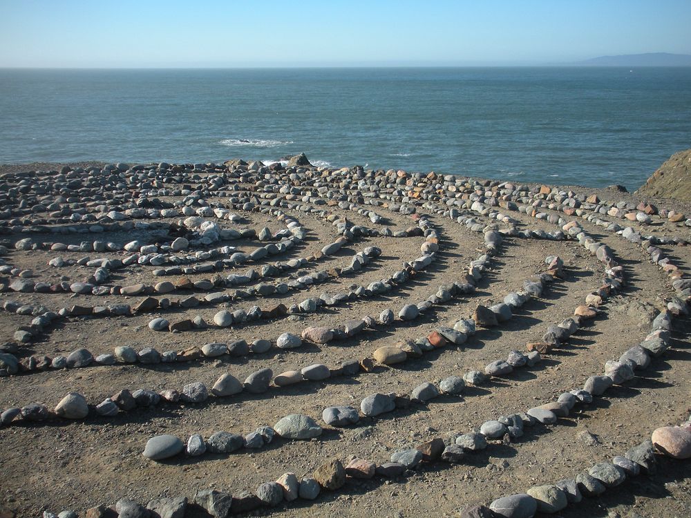 Rows of stones by the beach. Free public domain CC0 photo
